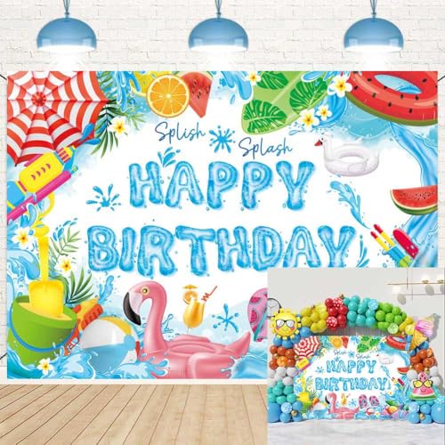 Toile de fond piscine contre les murs vides pour un anniversaire tropical réussi