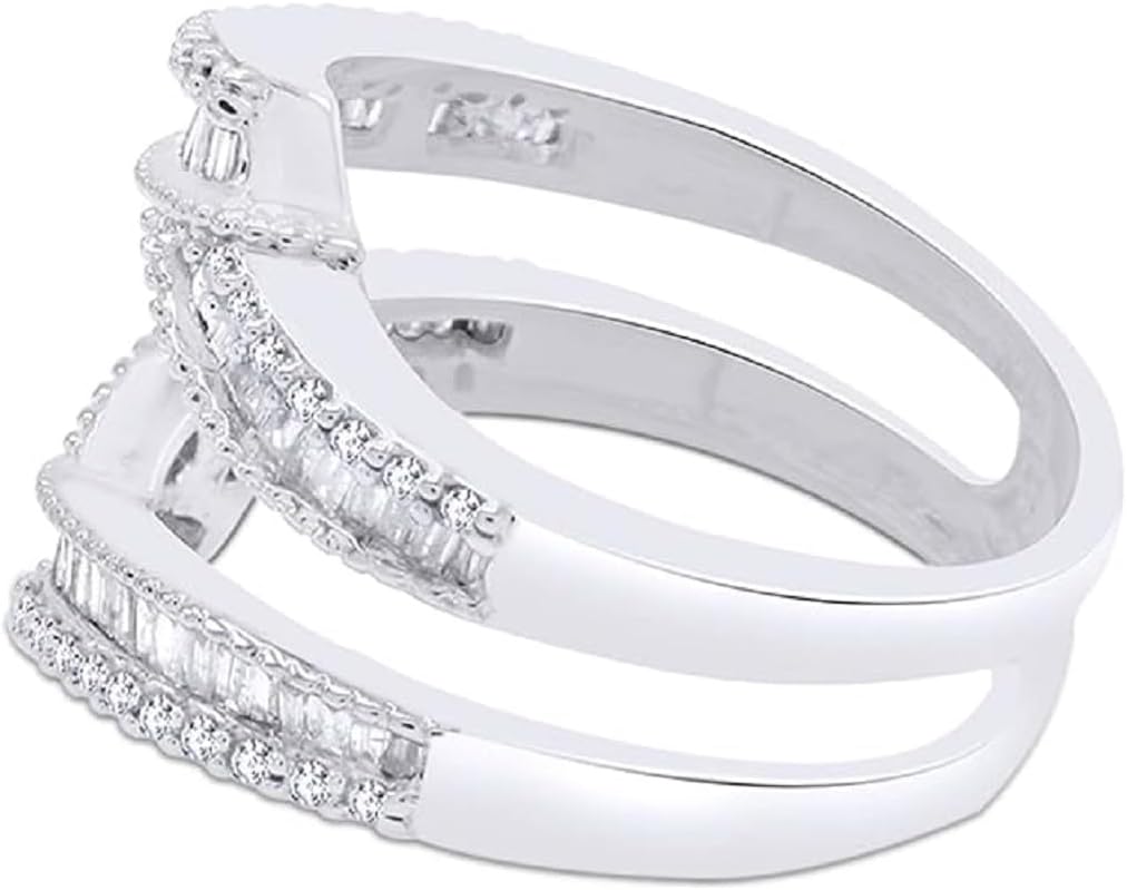 2Ct Cubic Zirconia Enhancer Wrap Guard Ring in 14K White Gold Over 925 Sterling Silver For Women's.