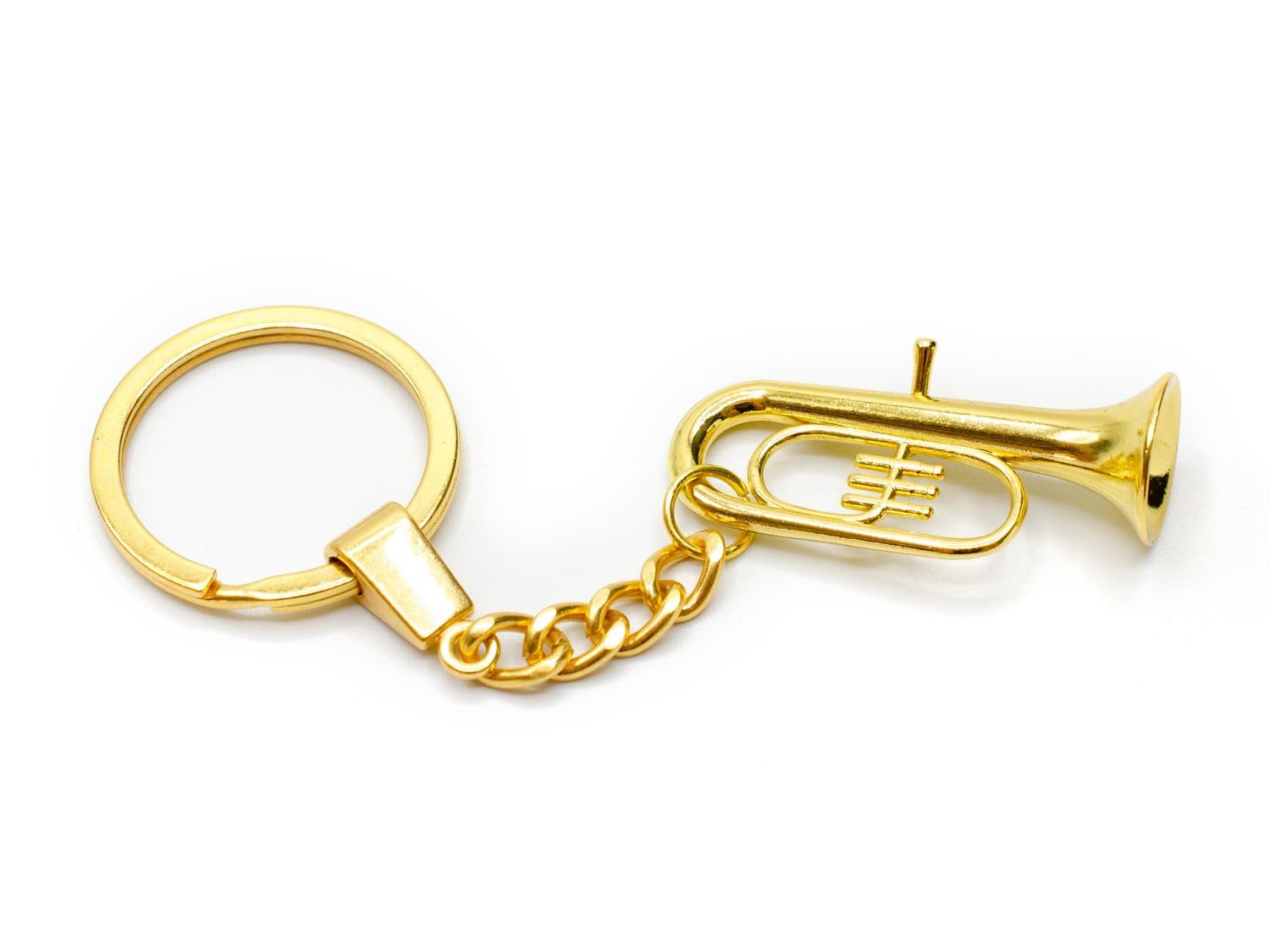 Miniblings Tuba Key Ring Chain Box Musician Tenor Horn Gold Plated Jazz Player