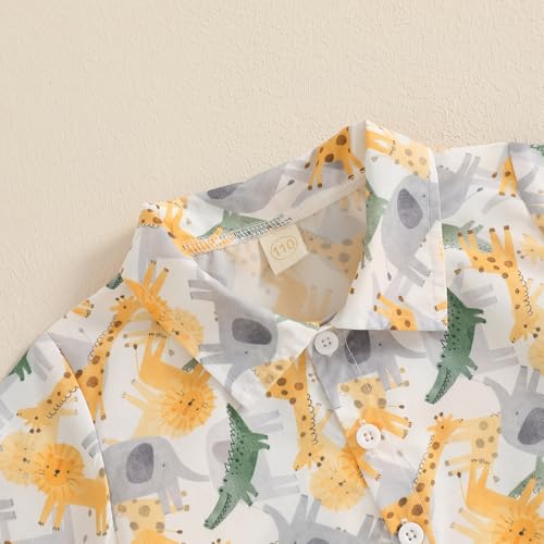 Image of Owl's-Yard Baby Boy Easter Outfits Rabbit Carrot Short Sleeve Button Down Shirts and Solid Color Shorts 2 Pcs Summer Set