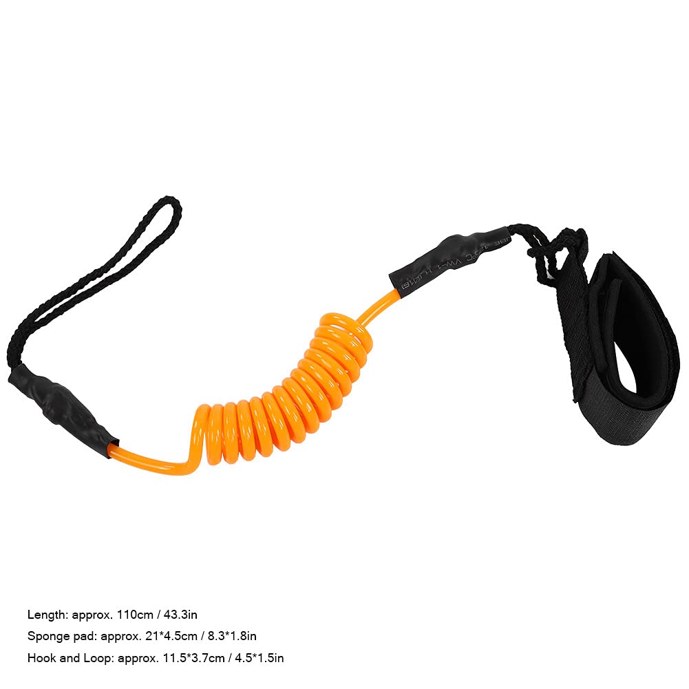equlup 110cm / 43.3in Surfing Leash, Paddle Board Leash Kayak Leash Paddle Board Leash Safety Paddle Stand Up Leash for Surfboard (Orange)