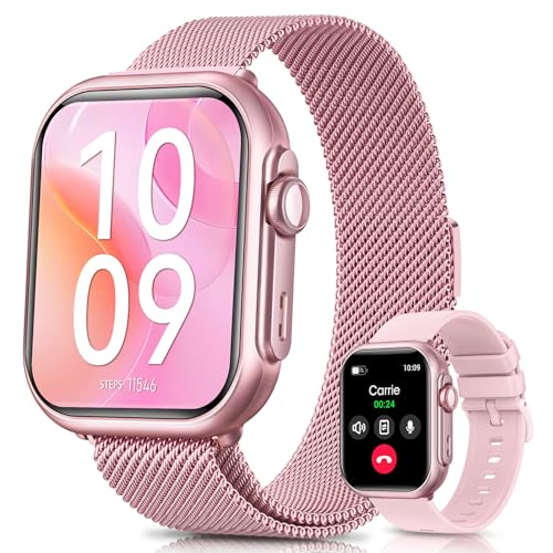 Smart Watch for Women for Android iPhone: Smart Watch with 30 Day+Battery Life Make/Answer Call Sleep Heart Rate SpO2 Monitor IP68 Waterproof 120+Sport Mode Fitness Tracker Watch Pedometer Reloj 2Band