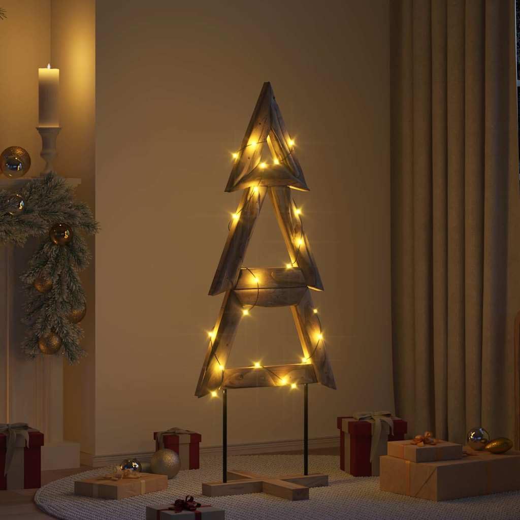 Sapin de Noël marron 149,5 cm Bois de teck | Rustique, stable, montage sans outils, intérieur et extérieur protégé