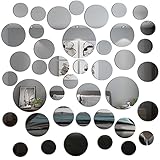 TAIANJI 40PCS Various Round Mirror Sheets for Walls, Flexible Mirror Sheets Acrylic Mirror Sheet Circle Acrylic Mirror Removable Acrylic Mirror Mirror Decal Stickers Suitable for Decorative Scenes