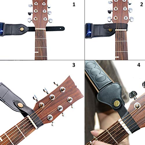 Guitar Headstock Adapter Straps Guitar Neck Strap Tie Black Leather