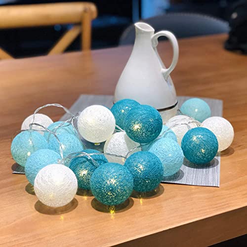Guirlande lumineuse portable à LED Pour intérieur 3,1 m 20 boules de coton blanches Décoration