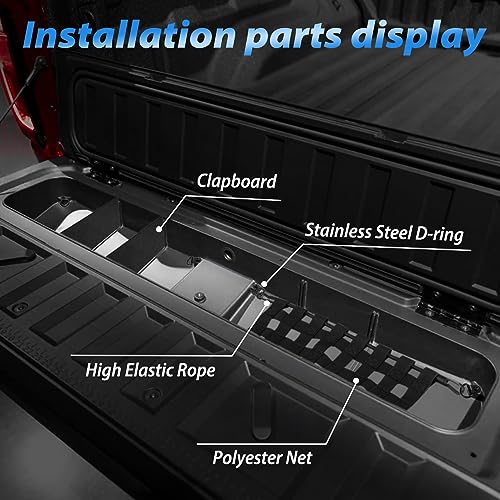 TECHPICCO Tailgate Organizer Compatible with Chevy Colorado/GMC Canyon 2023 2024 | Tailgate Cargo Nets, Dividers, D-rings Compatible with Chevy Colorado/GMC Canyon Accessories 2023+
