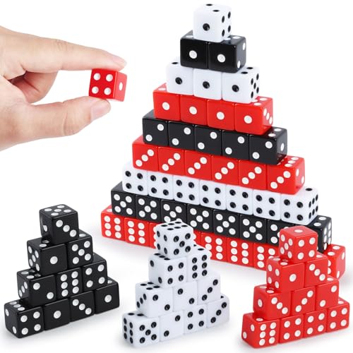 Hooqict Juego de 100 dados estándar de 16 mm, dados de casino de acrílico a granel, dados de colores de 6 caras para casino Vegas, fiestas temáticas, juegos de mesa, dados de matemáticas para aula
