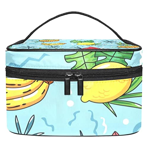 Trousse de maquillage pour femme spacieuse motif fruits d'été