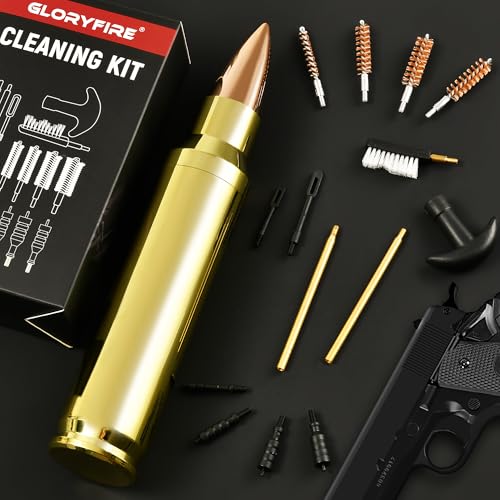 GLORYFIRE Gun Cleaning Kit, Handgun Cleaning Kit for Various Calibers,Brass Brushes and Rods, Pistol Cleaning Kit Birthday Gifts for Men, Dad, Husband, Boyfriend