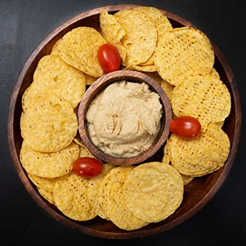 Handcracfted Acacia Wood Chip And Dip Specialty Salsa Bowl Plate Tray 10' D X 1.5" Thick #TOP2