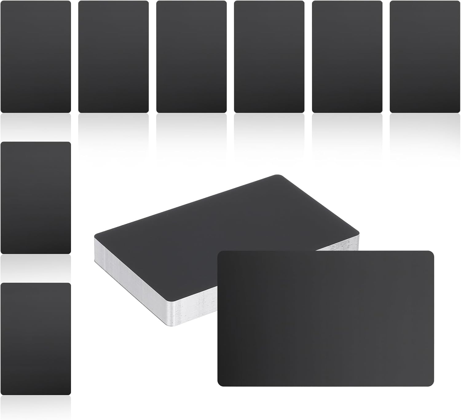 Generic 50Pcs Metal Business Card Blanks,1/64" Thick 3.4x2" Black Matte Aluminum Laser Engraving Materials Unique Cards for DIY Name Cards,Credit,Luggage Tags