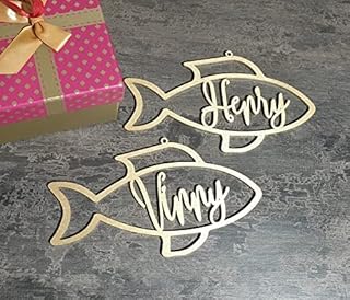 Custom Cat Christmas Stocking tag Christmas cat Stocking Personalized Tags for cat Fish Shape Custom cat tag,Set of 1