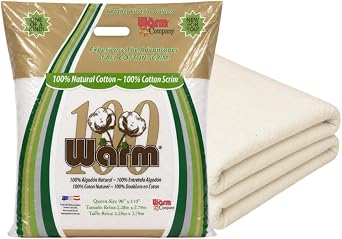 The Warm Company - خفاش قطني دافئ مقاس 100 مقاس 90 بوصة x 108 بوصة مقطوع مسبقًا، خفاش لحاف قطني ممتاز 100% لمشاريع الخياطة والتطريز