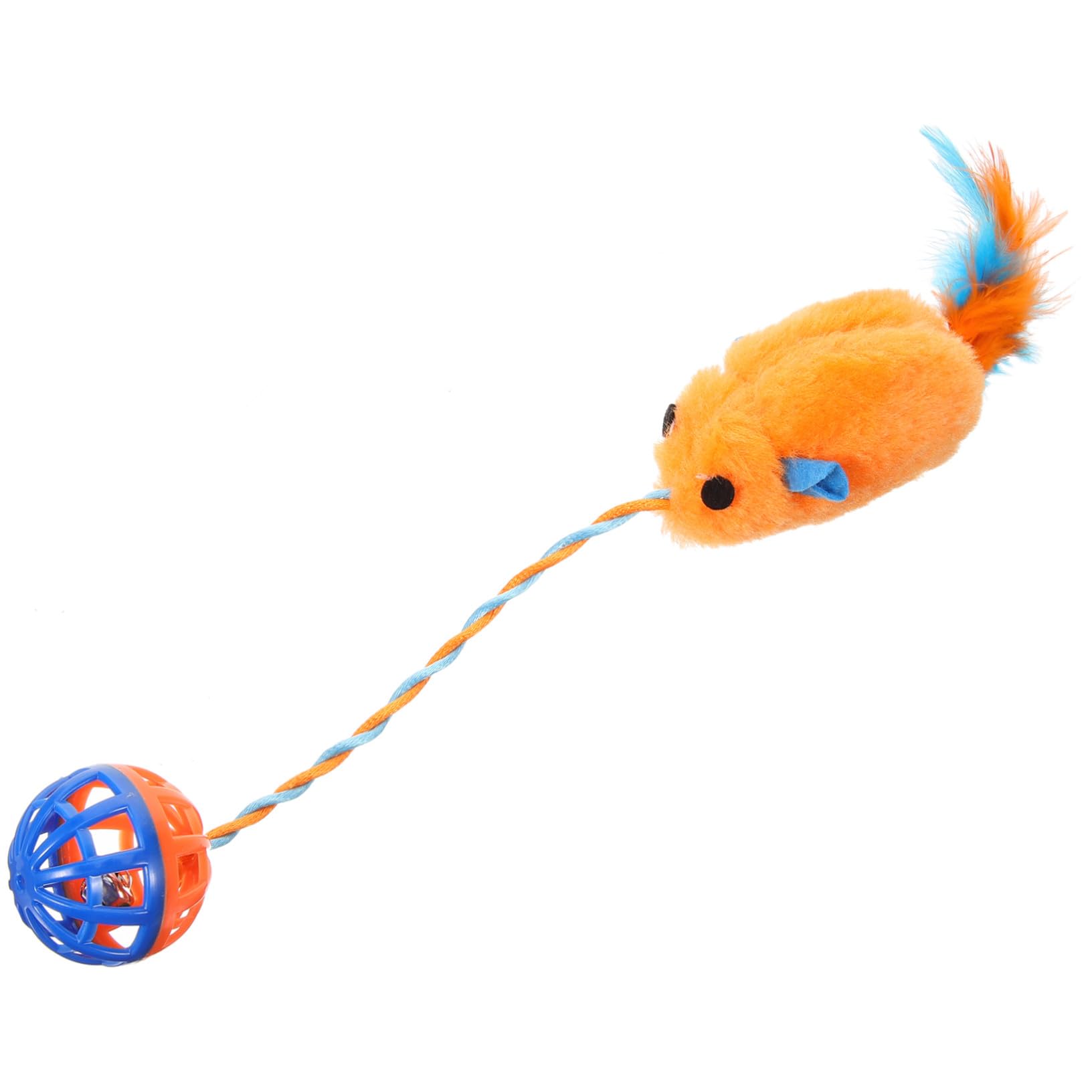 Jouet pour Chaton à Clochette Plastique Peluche Souris Orange, Compact Et Interactif, pour Intérieur Et Stimulation Ludique des Chats