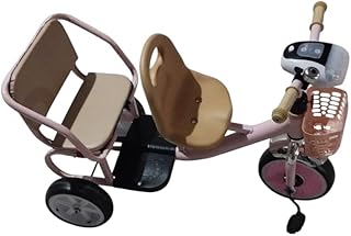 دراجة ثلاثية العجلات بمقعد مزدوج للأطفال 608، 95 × 40 × 20 سم، إطار معدني، وردي