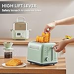 BUYDEEM DT620 2-Slice Toaster, Extra Wide Slots, Retro Stainless Steel with High Lift Lever, Bagel and Muffin Function, Removal Crumb Tray, 7-Shade Settings,Cozy Greenish - Image 5