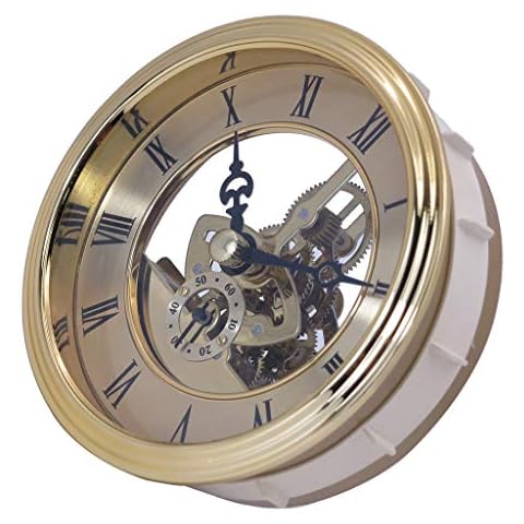 LoveinDIY Clock Inserts, Transparent Skeleton Clock Inserts Recessed Clockwork Table Clock Clock Movement Clock DIY (Diameter 97mm), A Cover