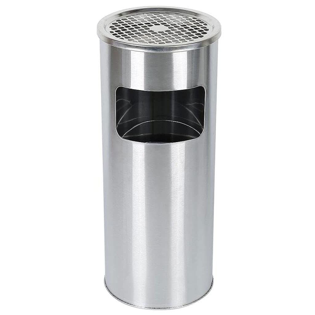 Poubelle verticale en acier inoxydable au design cylindrique épuré pour intérieur contemporain