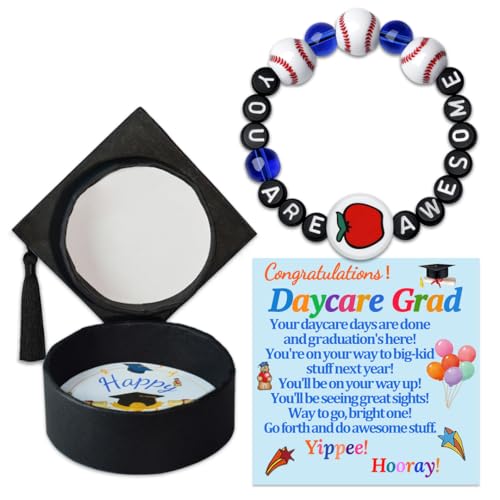 Graduation Gifts for Her Him Graduation Bracelet with Graduation Bear Graduation Gifts with Cap Box and Card Happy Graduation Gift for Graduates Congratulations Grad Graudating String Bracelet Baseball Beads Jewelry You Are Awesome Gift for Graduate