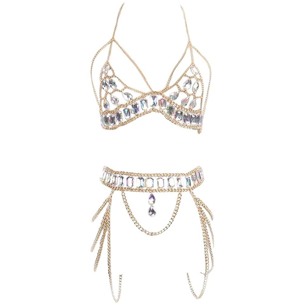 Cadena corporal para sujetador de discoteca joyeria multicapa para mujer ropa de playa