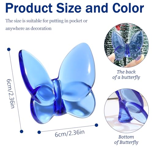 DUQGUHO Butterfly Gifts Decor Blue Butterflies Crystal Glass Figurines Flying Crystal Animal Collectible Desk Home Bedroom Office Decoration - Image 5