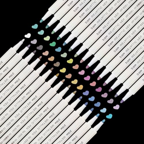 Thboxes 30 Farben Metallic Stifte Glitzerstifte Metallischen Acrylstifte Deko Stifte für Scrapbook Zubehör Gästebuch Hochzeit Fotoalbum zum Selbstgestalten Erste Wahl für basteln