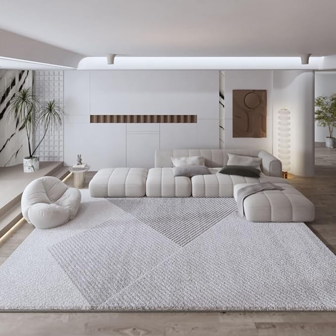 Tappeto Salotto 180 x 200 cm Grande per Soggiorno e Camera da Letto,Morbido Pelo Corto Lavabile,Antiscivolo Moderno Grigio di Giunture Geometriche