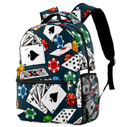 Sac à dos d'école anti-usure pour adolescents aux motifs originaux de cartes à jouer