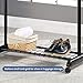LiaMeE Adjustable Clothing Rack for Hanging Clothes, Heavy Duty Garment Rack with Wheels，Free Standing Rolling Clothes Rack with Shelf & Grid, Easy Assembly Standard Rod, Black & Chrome