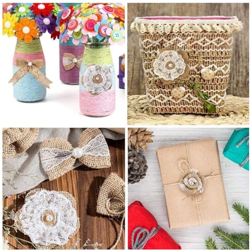 Image of PATPAT 19 Pcs Hemp Lace Ribbon Bows for Decoration, Rustic Craft Rope Set