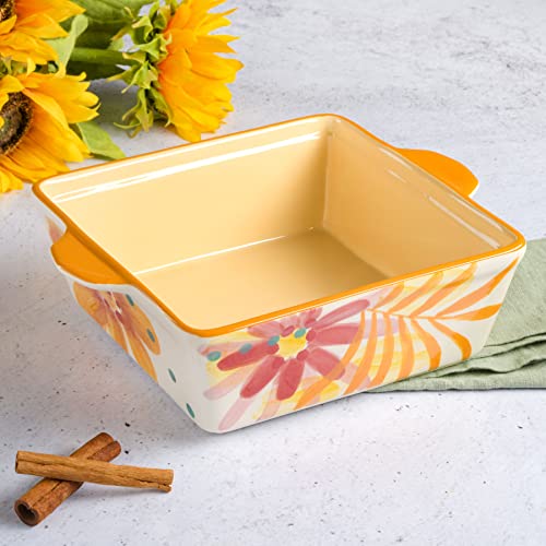 Spice By Tia Mowry Goji Blossom Square Hand-Painted Ceramic Bakeware, 1-Piece #TOP4
