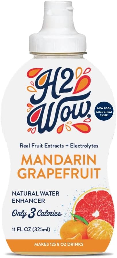 H2wOw Water Enhancer Drops – ORGANIC & Natural Extracts of Real Fruit - a Hint of Organic Stevia - Delicious Mandarin Grapefruit Flavored Water 11 oz/125 Servings
