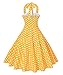 V Fashion Women 's Rockabilly 50s Vintage Polka Dots Halter Cocktail Swing Dress Yellow and White X-Large