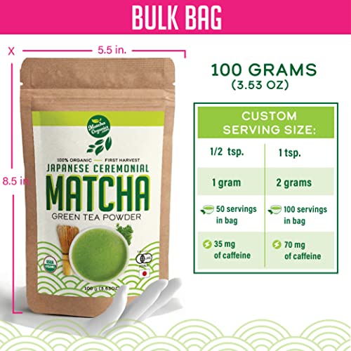 Premium Japanese Ceremonial Matcha Green Tea Powder - 1st Harvest HIGHEST Grade - USDA & JAS Organic - From Japan - Perfect for Starbucks Latte, Shake, Smoothies & Baking (3.52oz / 100g) Premium Japanese Ceremonial Matcha Green Tea Powder - 1st Harvest HIGHEST Grade - USDA & JAS Organic - From Japan - Perfect for Starbucks Latte, Shake, Smoothies & Baking (3.52oz / 100g)