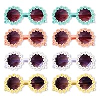 Cjytdkj Gänseblümchen Sonnenbrille, 8 Stück Klassische Daisy Runde Sonnenbrille, Gänseblümchen Spaßbrille für Tropical Sommer Party Strand Photo Requisiten