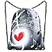 iColor Sackpack,Drawstring Backpacks,Stylish Multipurpose Girls Nylon Drawstring Bags Gym Bags ,Teen Dance Bag, Lightweight Gym Bag for Women Cycling Hiking,Team Training Gymsack (Music & Red Heart)