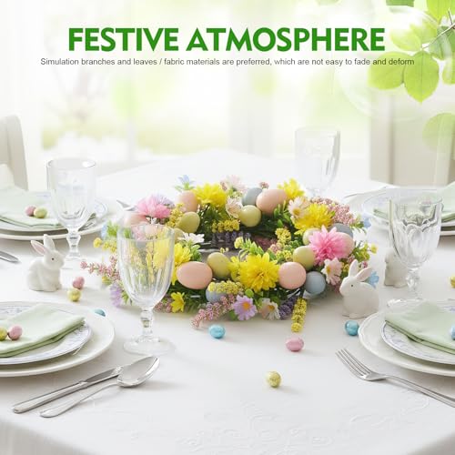 Osterkranz mit Eiern, Osterkranz mit Buntem Eier-Dekor und Kunstblumen. ca. 40cm. Künstliche Osterkranz Haustür Frühlingsdeko Zum Aufhängen, Frühlings Wohndekorationskranz,Ostertürdekoration