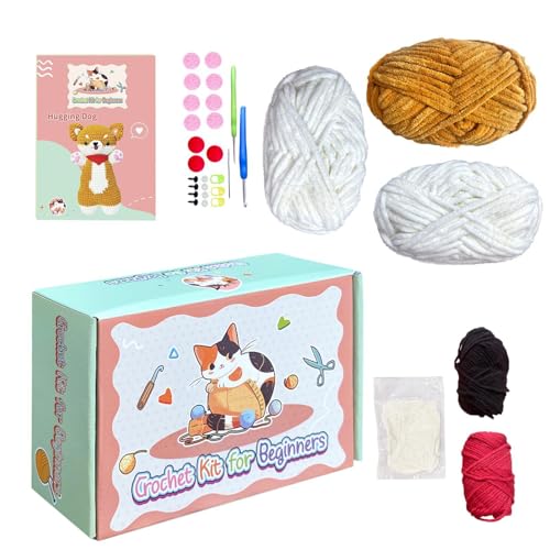 Kit de crochet pour chien Corgi avec tutoriel pas à pas et matériel ergonomique pour adulte
