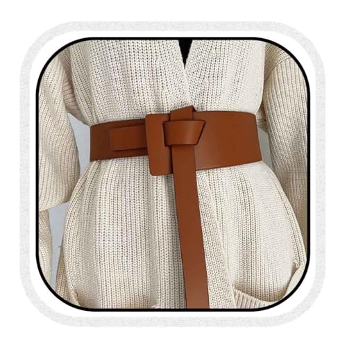 COSYDAYS Wide Leather Belt Black Statement Waist Belts Fashion for Women (Brown)