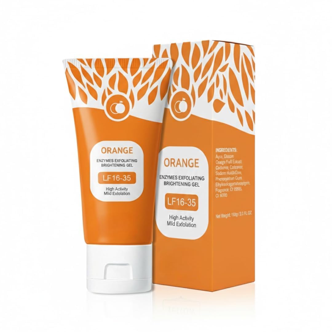 Orange Enzymes Exfoliating Gel for Face & Body | Deep Cleansing Moisturizing Facial Exfoliator | Dead Skin Remover Brightening & Pore Cleansing Scrub for All Skin Types Vitamin-image-11