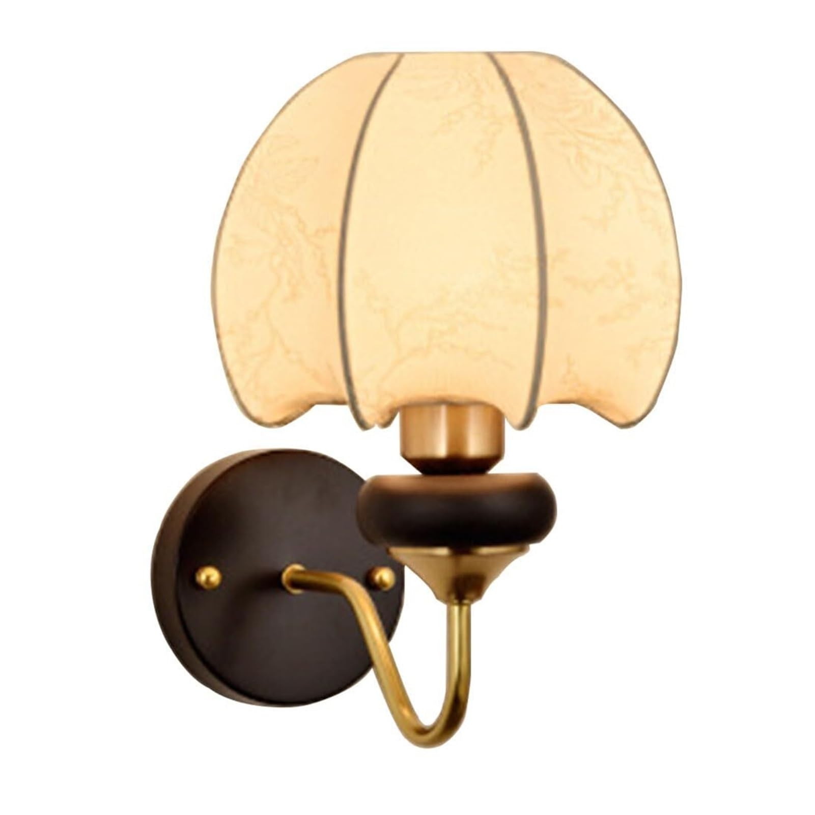 HUAYUSEDF Industrial Fabric Shade Retro Brass Wall Sconce for Bedroom Bedside Living Porch Entryway Dining(A)