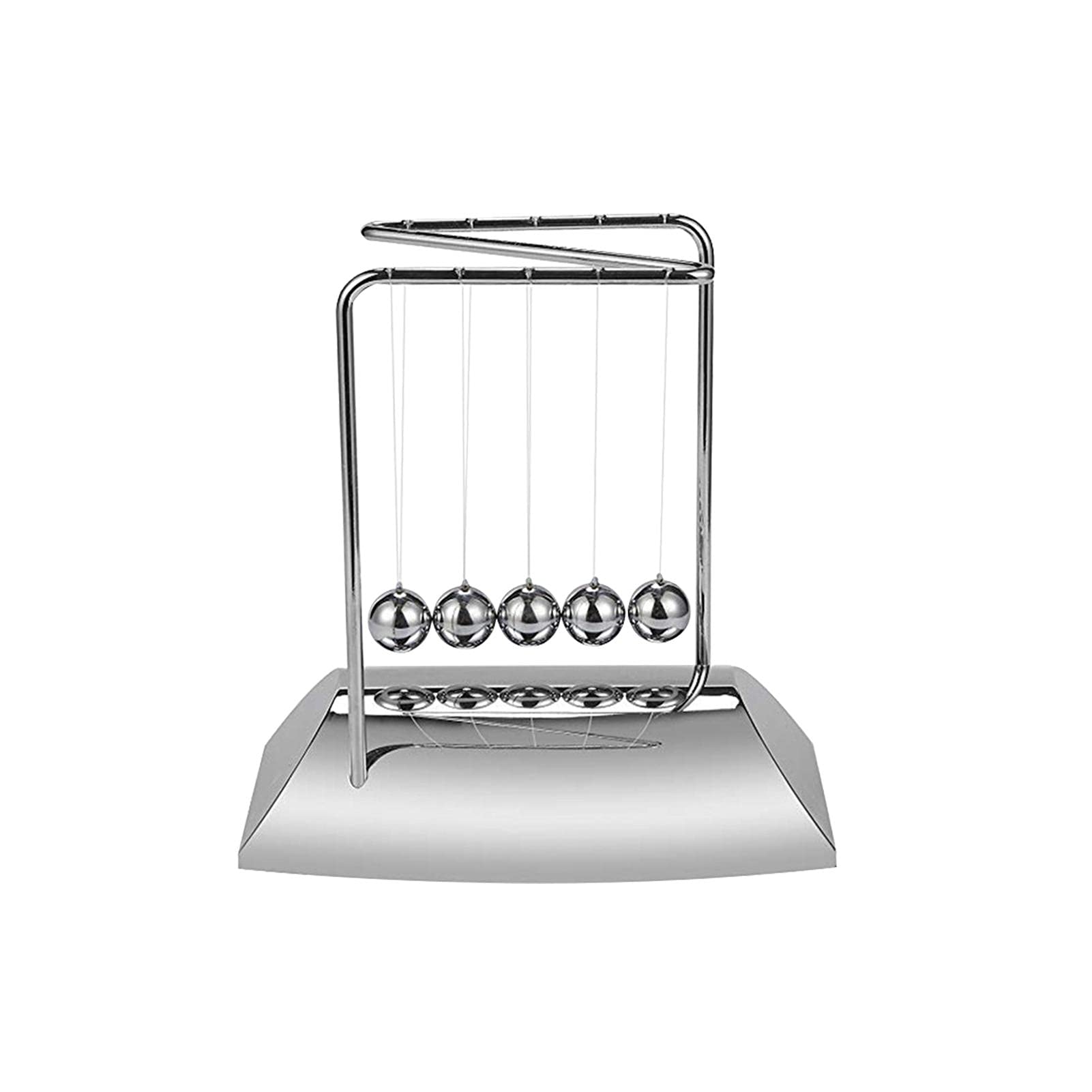 GEZICHTA Metal Z Shape Newton Cradle for Desk Ornament (Silver)