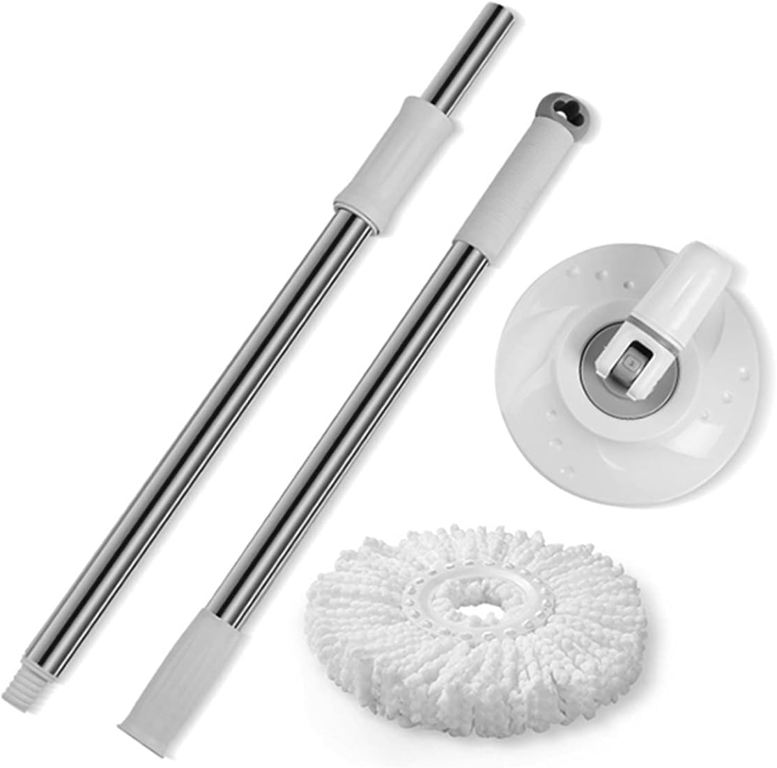 Mop, Microfiber Reusable Rotation Mop Sturdy Durable High Efficiency Cleaning Tool (Color : White)