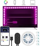 LED TV Backlight Kit with Camera,7.22ft Music Led Strip Lights,RGB Smart Light Strip Ambient Bias Lighting,3-Modes with App (Video,Music,Custom),Compatible for Any TV Signal (Not Only HDMI), (46