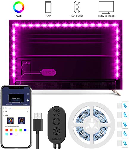 LED TV Backlight Kit with Camera,7.22ft Music Led Strip Lights,RGB Smart Light Strip Ambient Bias Lighting,3-Modes with App (Video,Music,Custom),Compatible for Any TV Signal (Not Only HDMI), (46