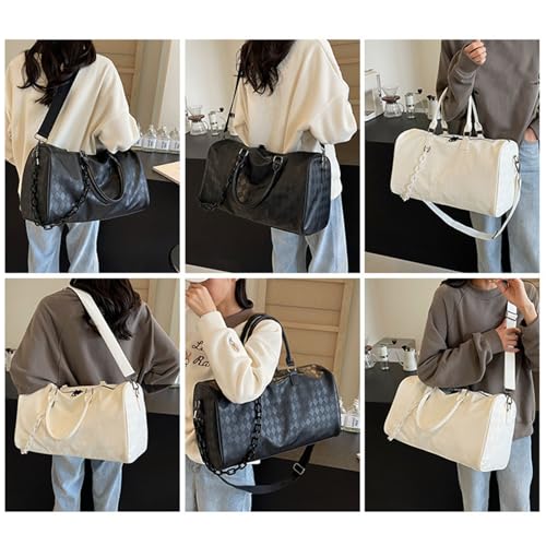 Gym Bag Large Capacity Travel Fashionable Fitness PU Leather Overnight Weekends Hospital For Daily Travel For Women And Men O2