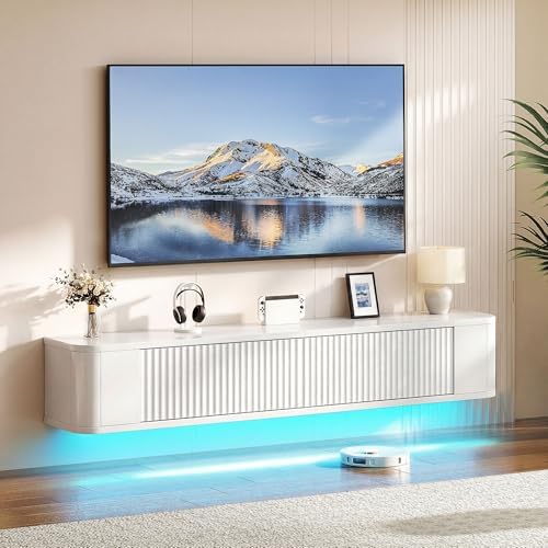 YITAHOME Soporte de TV flotante de 140 cm con iluminación LED RGB...