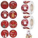 1000 Stück Aufkleber Weihnachten, 2 Rollen Weihnachtssticker...