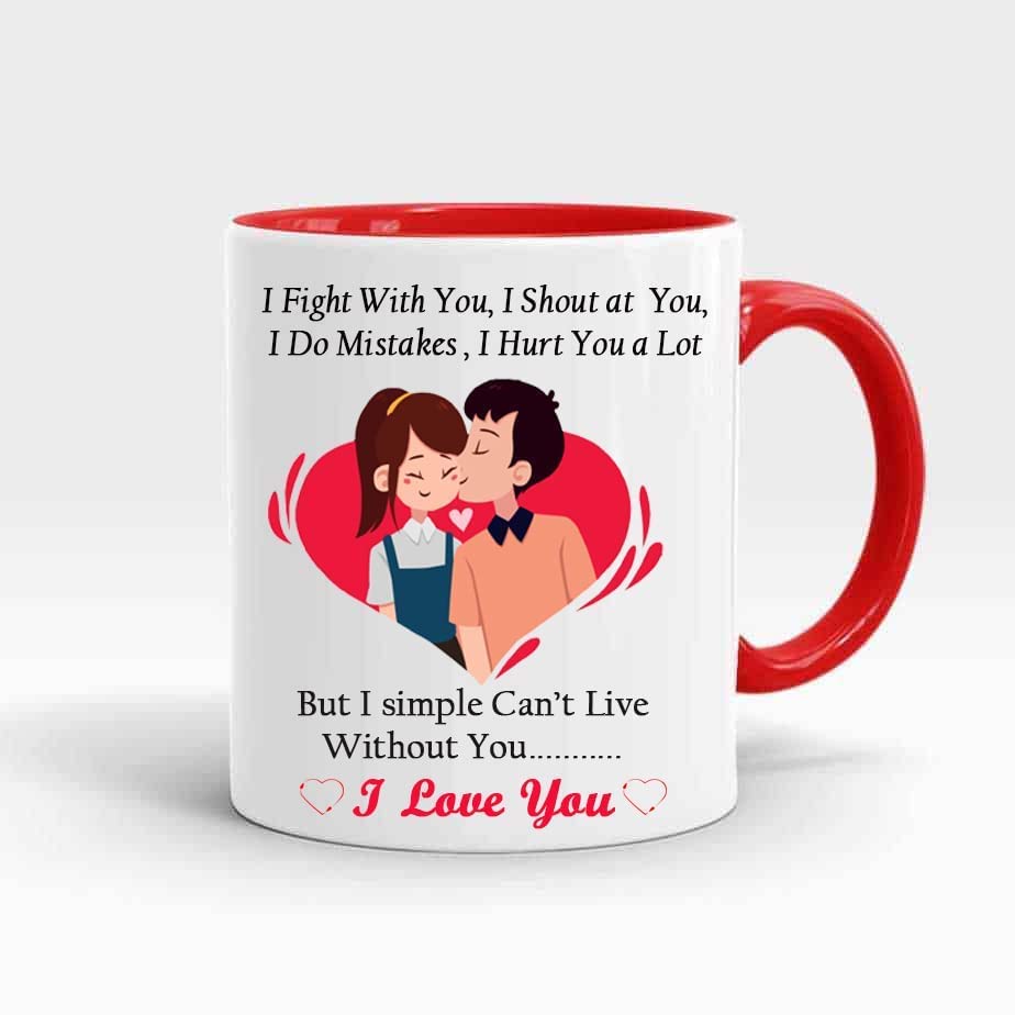 Image of Ceramic Printed Tea Coffee Mug, Love Quotes Cup, Best Gift for Wife, Husband, Girlfriend, Boyfriend, Anniversary, Valentines Day (Design-10)